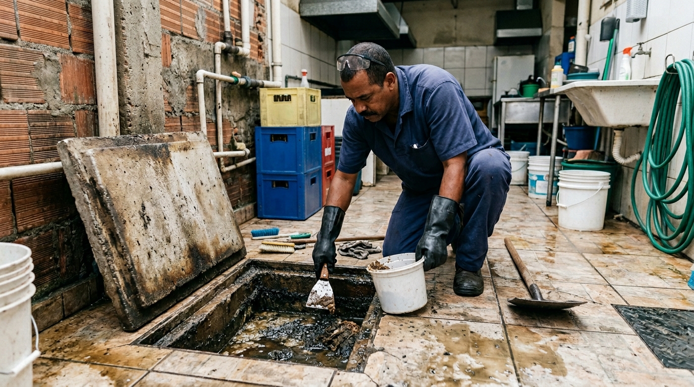 Limpeza de caixa de gordura residencial em Natal‑RN